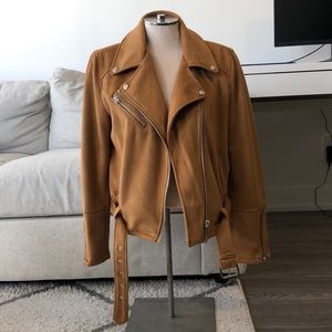 Topshop Faux Suede Biker Jacket